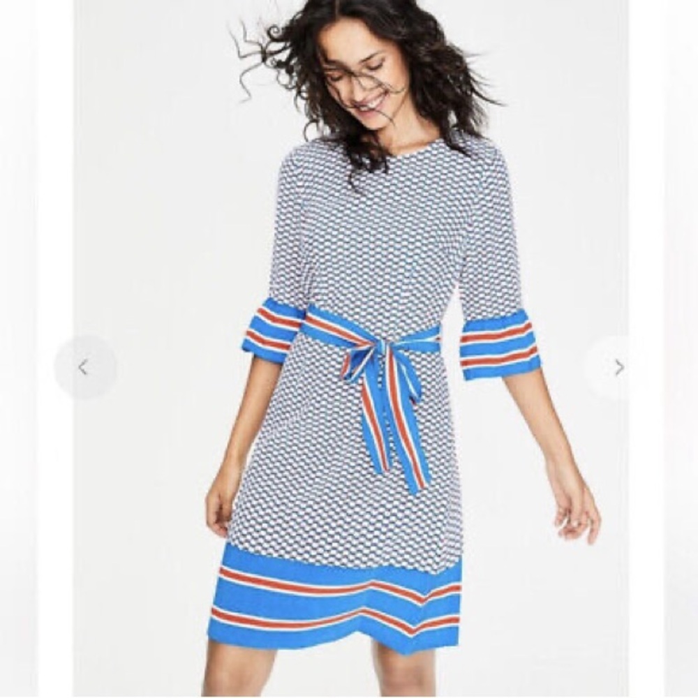Boden Andrea Belted Dress Floral‎ Size 8L